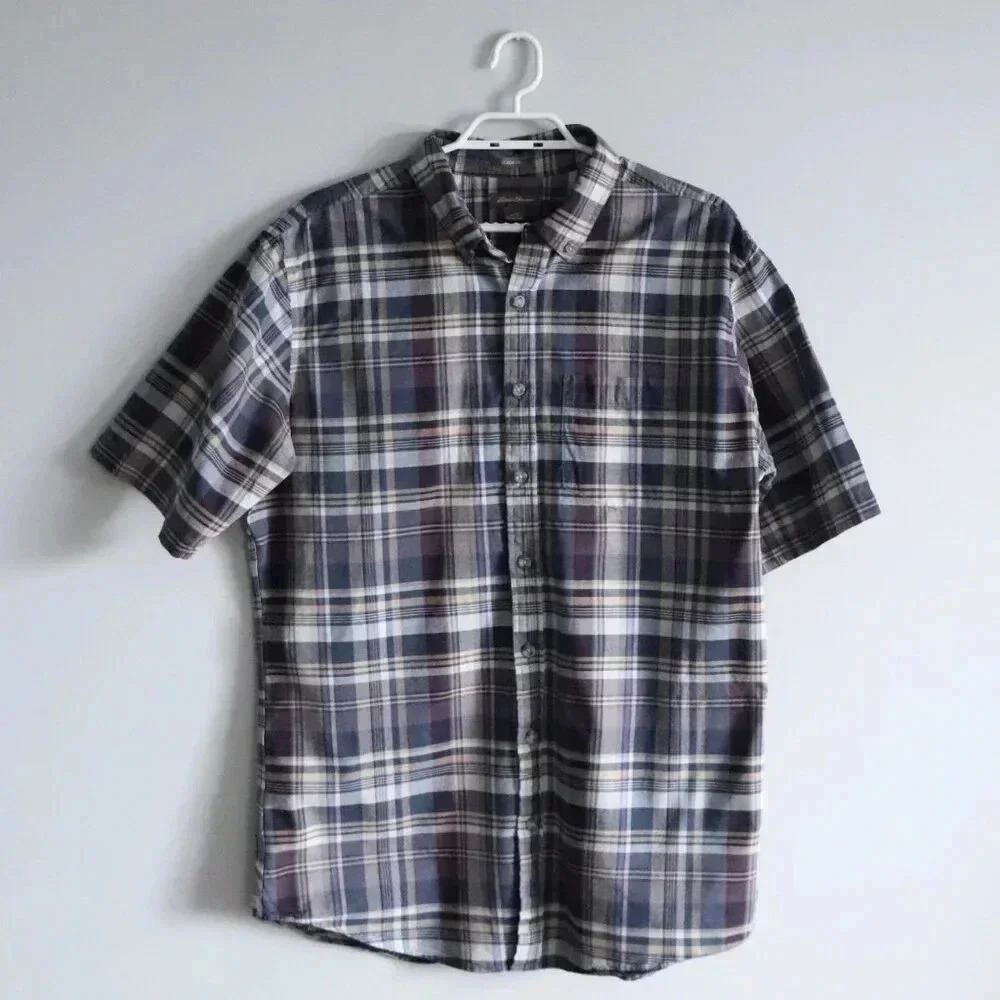 Eddie Bauer‎ Men's TL Buttoned Short Sleeve Classic Fit Collared T-Shirt Top